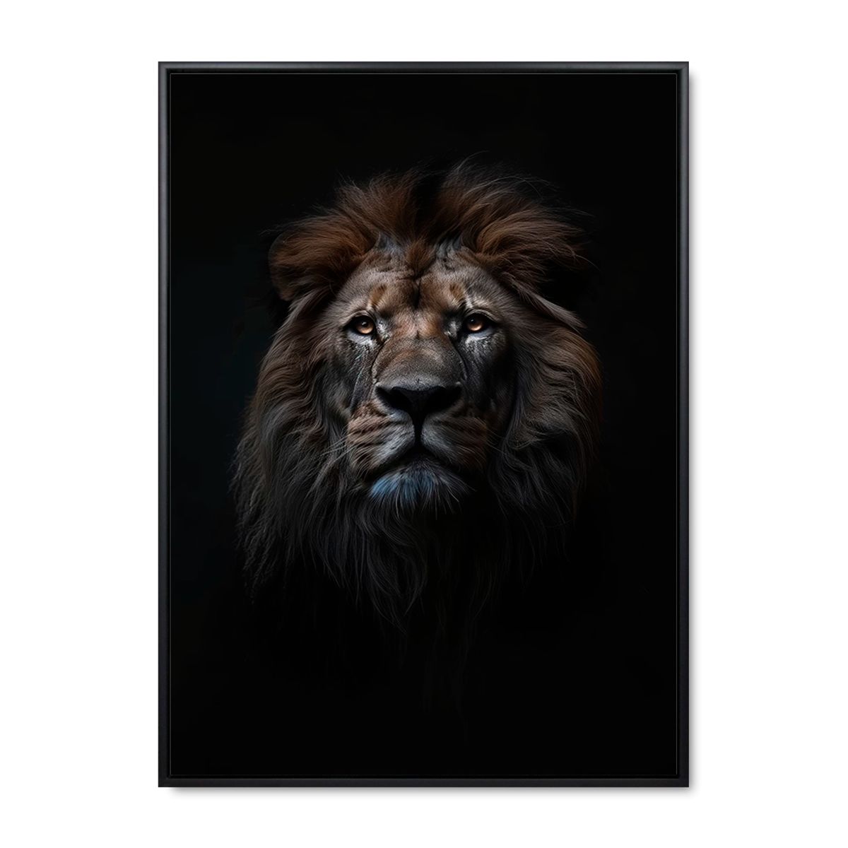 Lion of the night - 100x140 cm. - Sort ramme