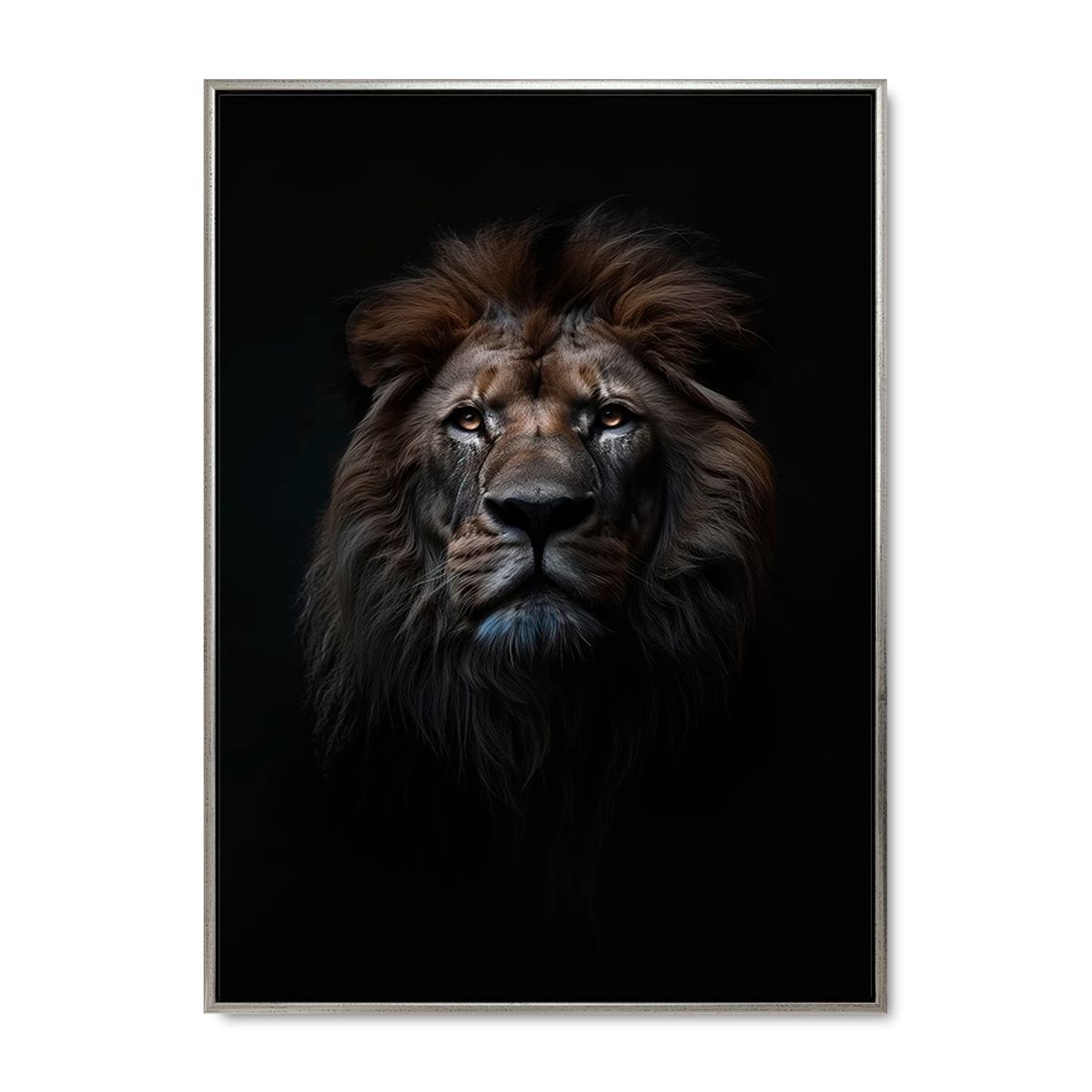 Lion of the night - 60x80 cm. - Sølv ramme