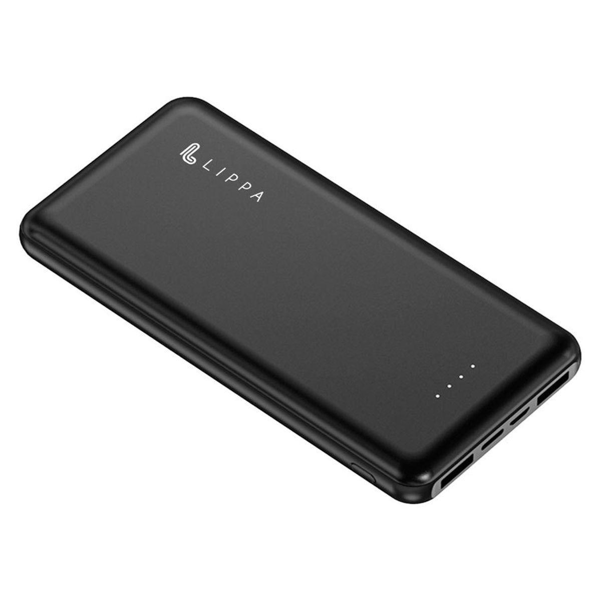 Lippa 10.000 mAh powerbank, 2 x USB-A output, Sort