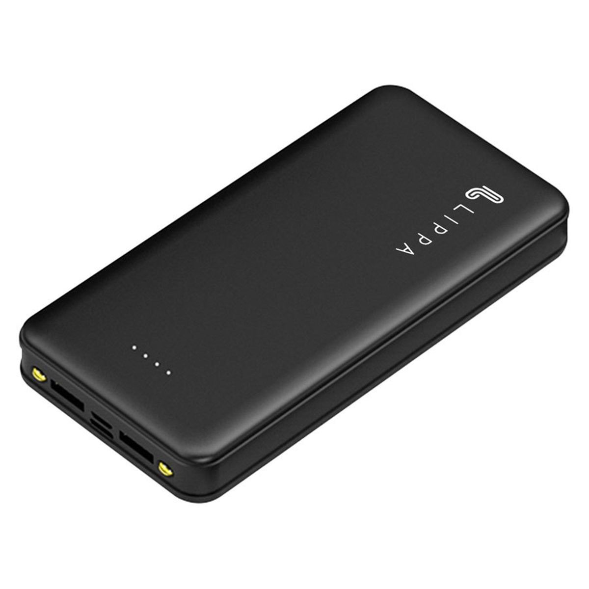 Lippa 20.000 mAh powerbank, m. 2 x USB-A output, Sort