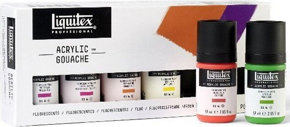 Liquitex - Gouache Akrylmaling Sæt - Fluorescents - 6x59 Ml