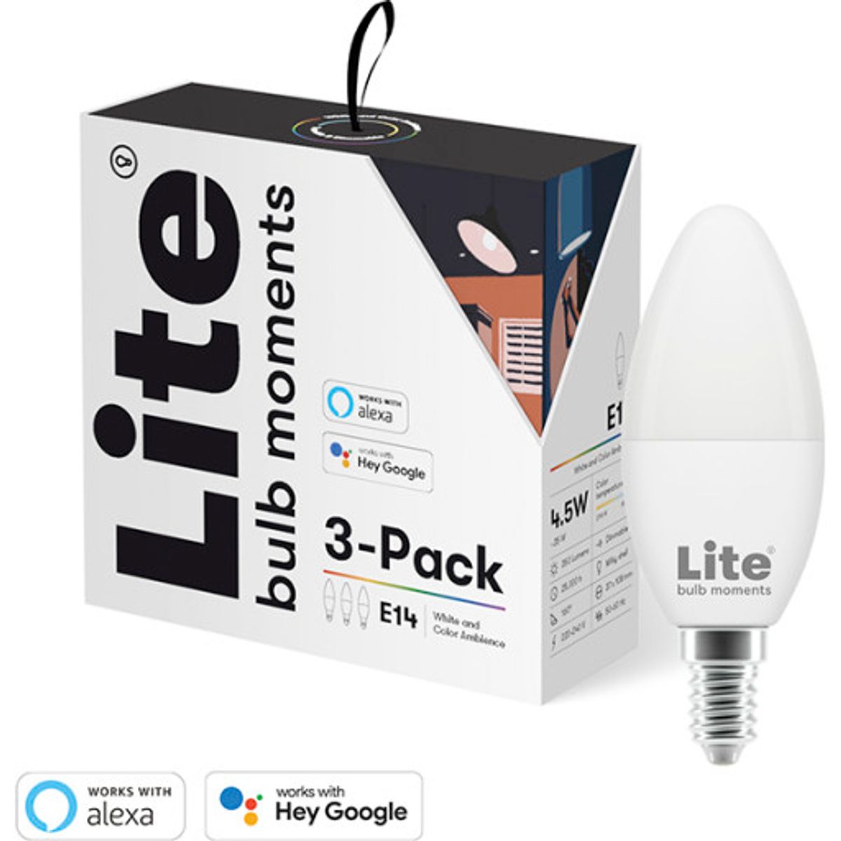 Lite bulb moments E14 kertepære, 2700K-6500K, 5W, 3-pak