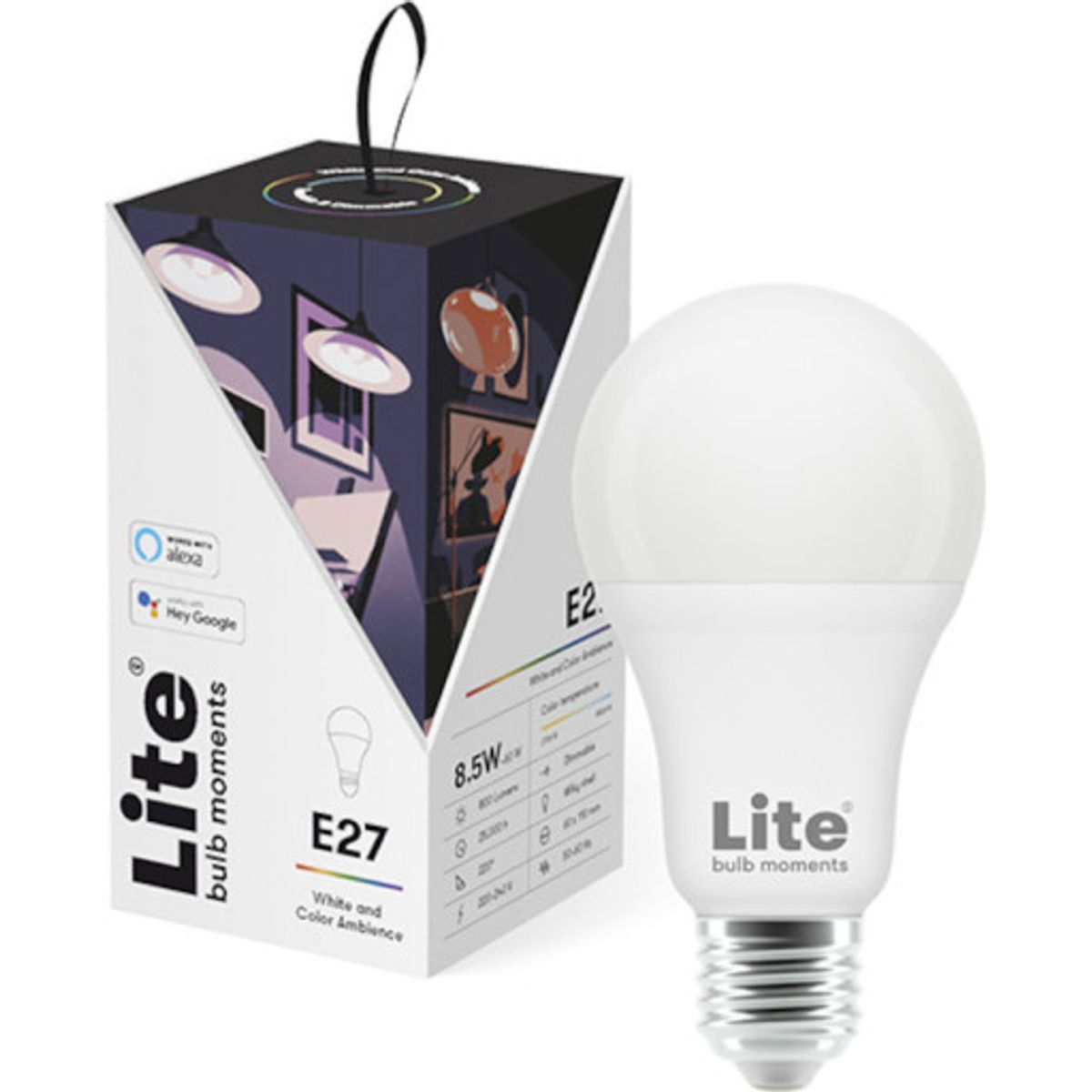 Lite bulb moments E27 standardpære, 2700K-6500K, 8,5W