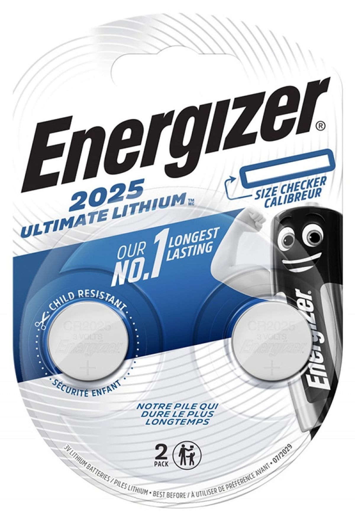 Lithium Batteri CR2025 Energizer Ultimate Langtidsholdbar.