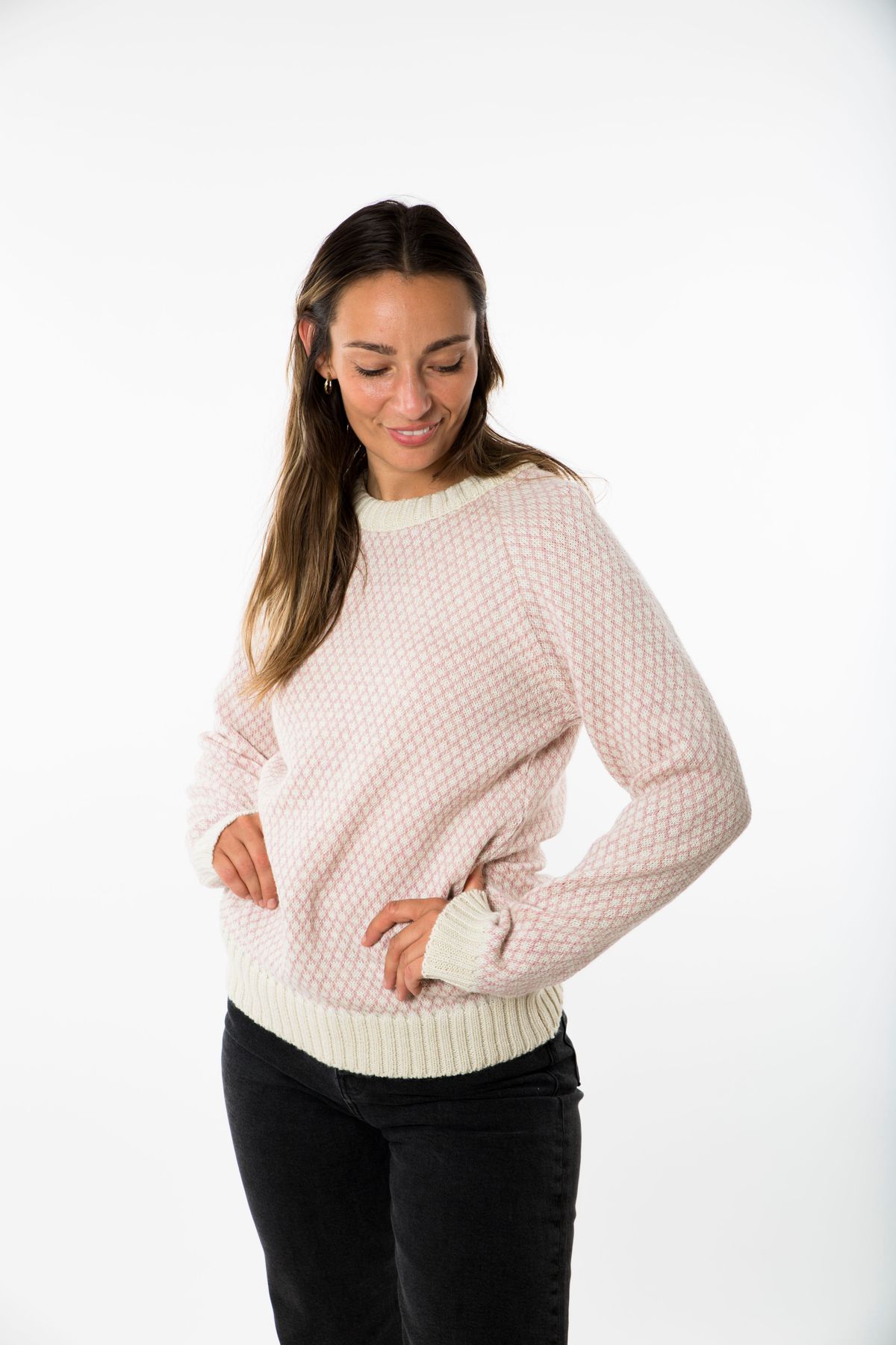 Liv Sweater Round Neck - Fuza Wool - Dark Rose