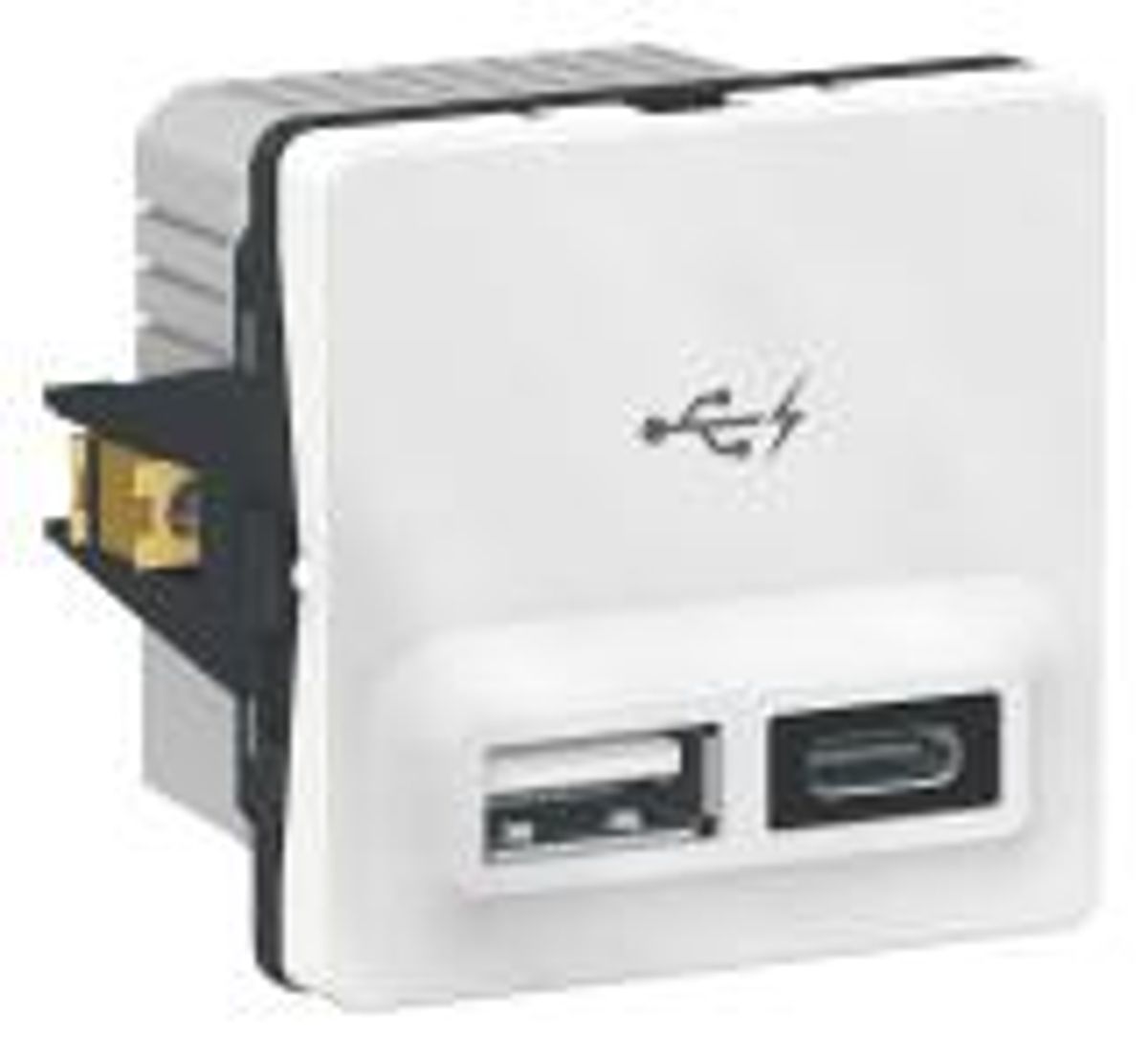 LK FUGA ® Dobbelt 5V USB A+C-lader, 2400 mA, 1 modul, hvid