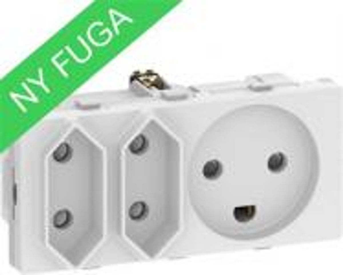 LK FUGA ® Stikkontakt m/jord og 2xEuroplug udtag, 2,0 modul hvid