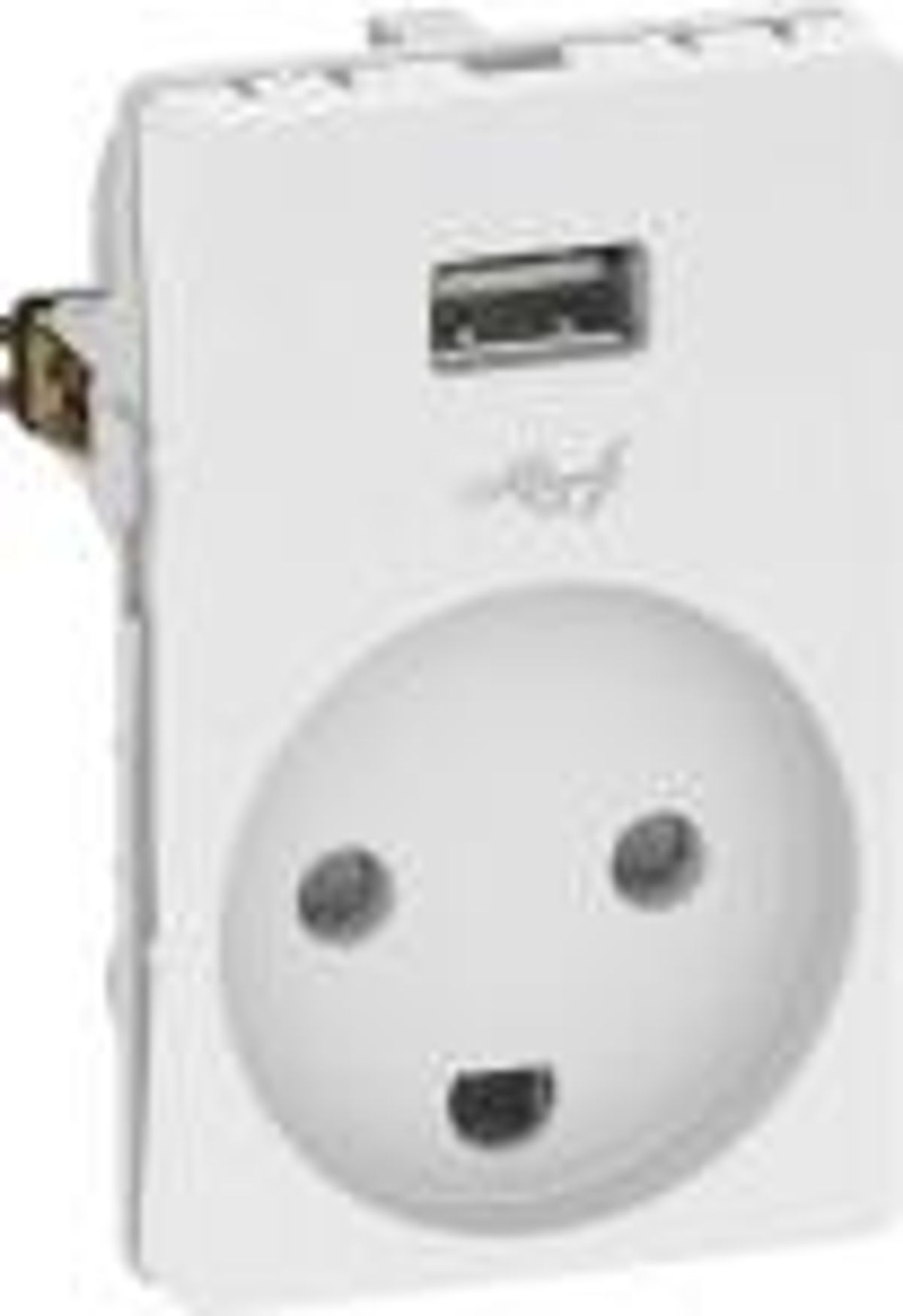 LK FUGA ® Stikkontakt med jord, med 5V USB-A lader udtag, 1,5 modul hvid