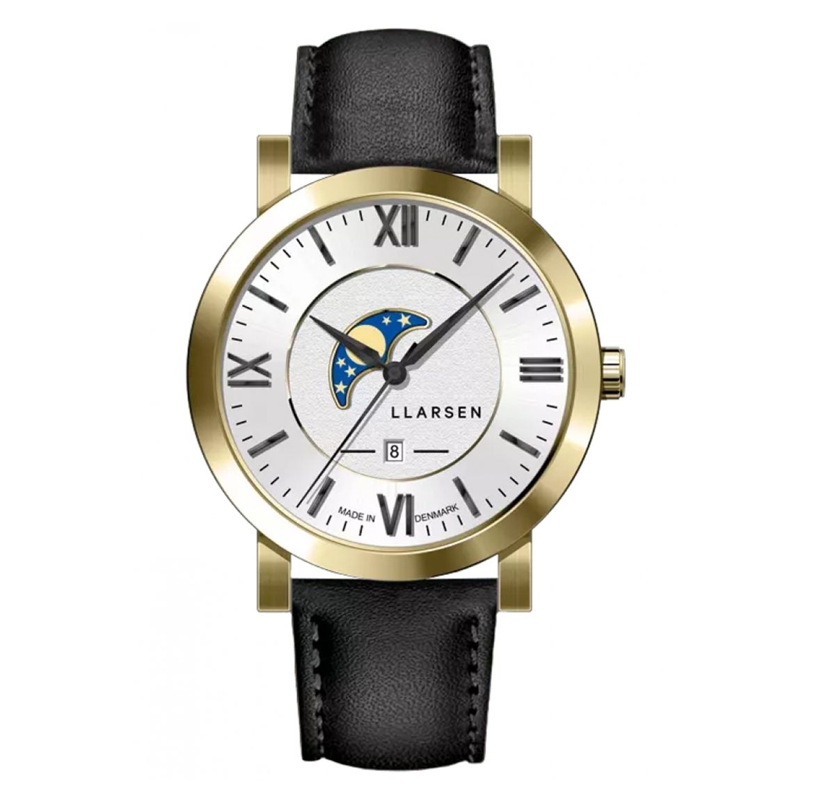 LLARSEN Hugo Gold Watch Ink Leather Herreur