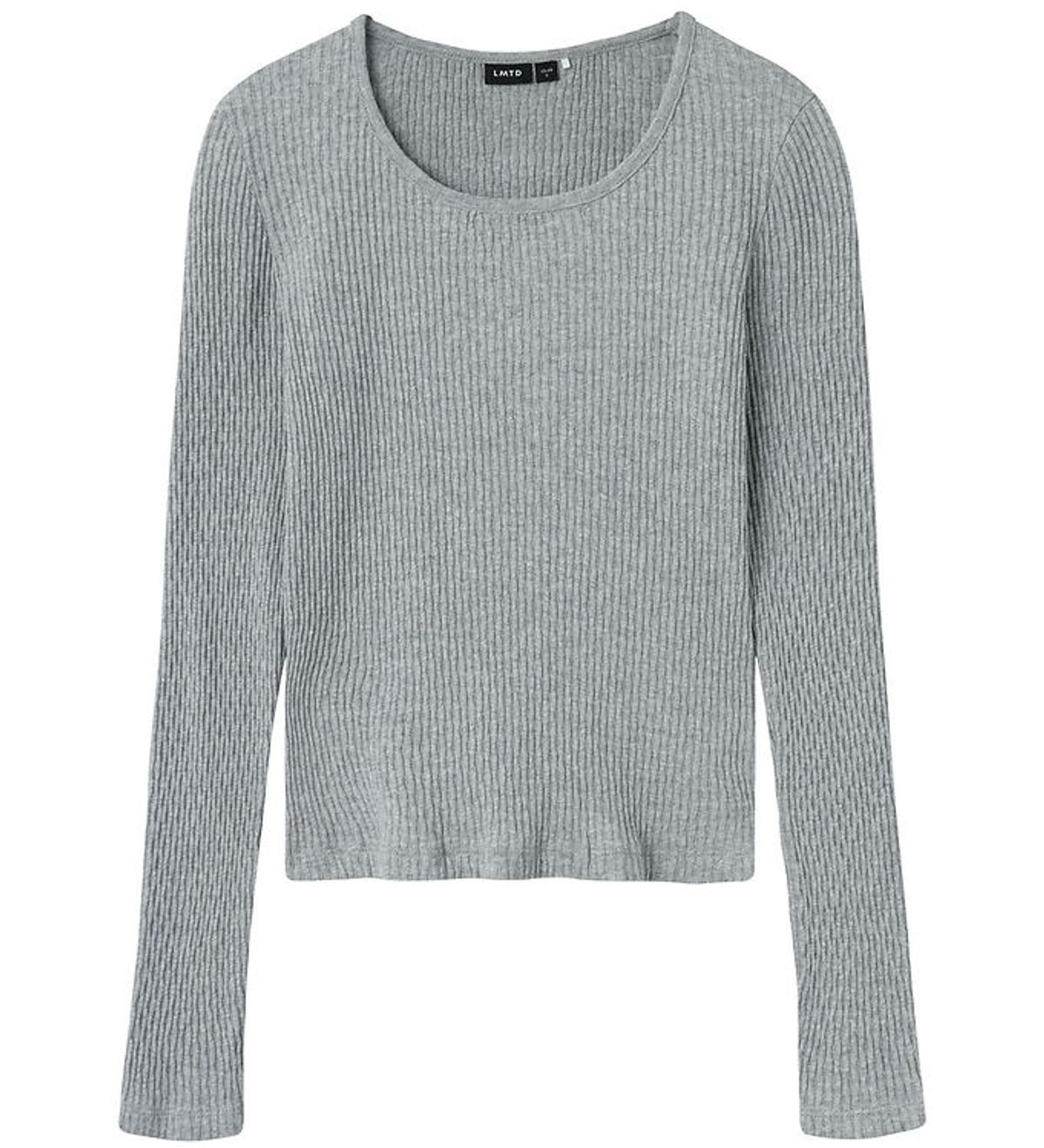 LMTD Bluse - Rib - NlfNinusa - Grey Melange m. Hulmønster