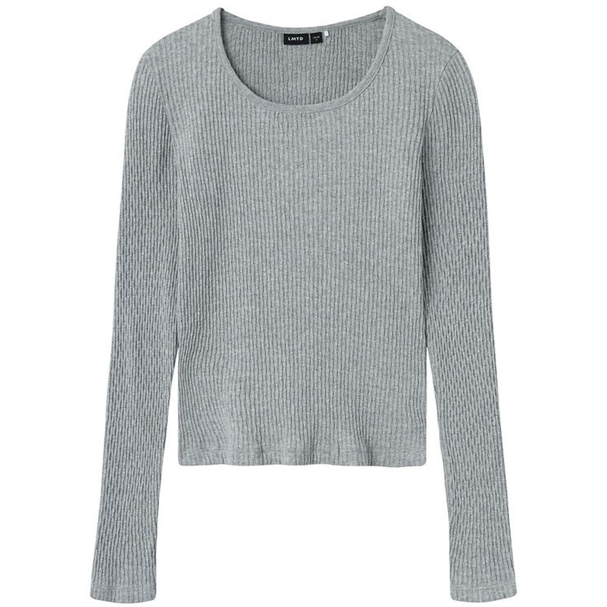 LMTD Bluse - Rib - NlfNinusa - Grey Melange m. Hulmønster