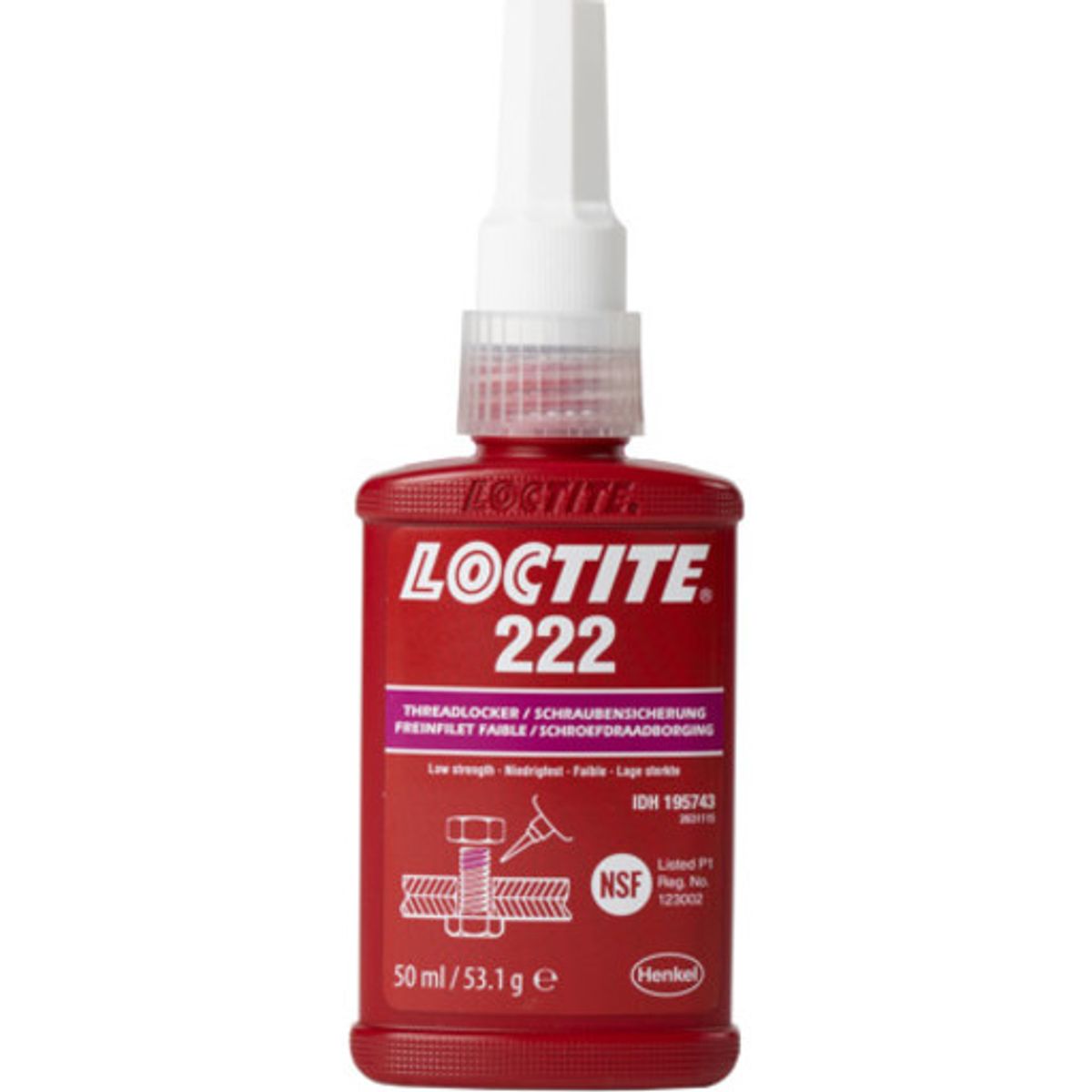 LOCTITE gevindsikring 222, lav styrke, 50 ml