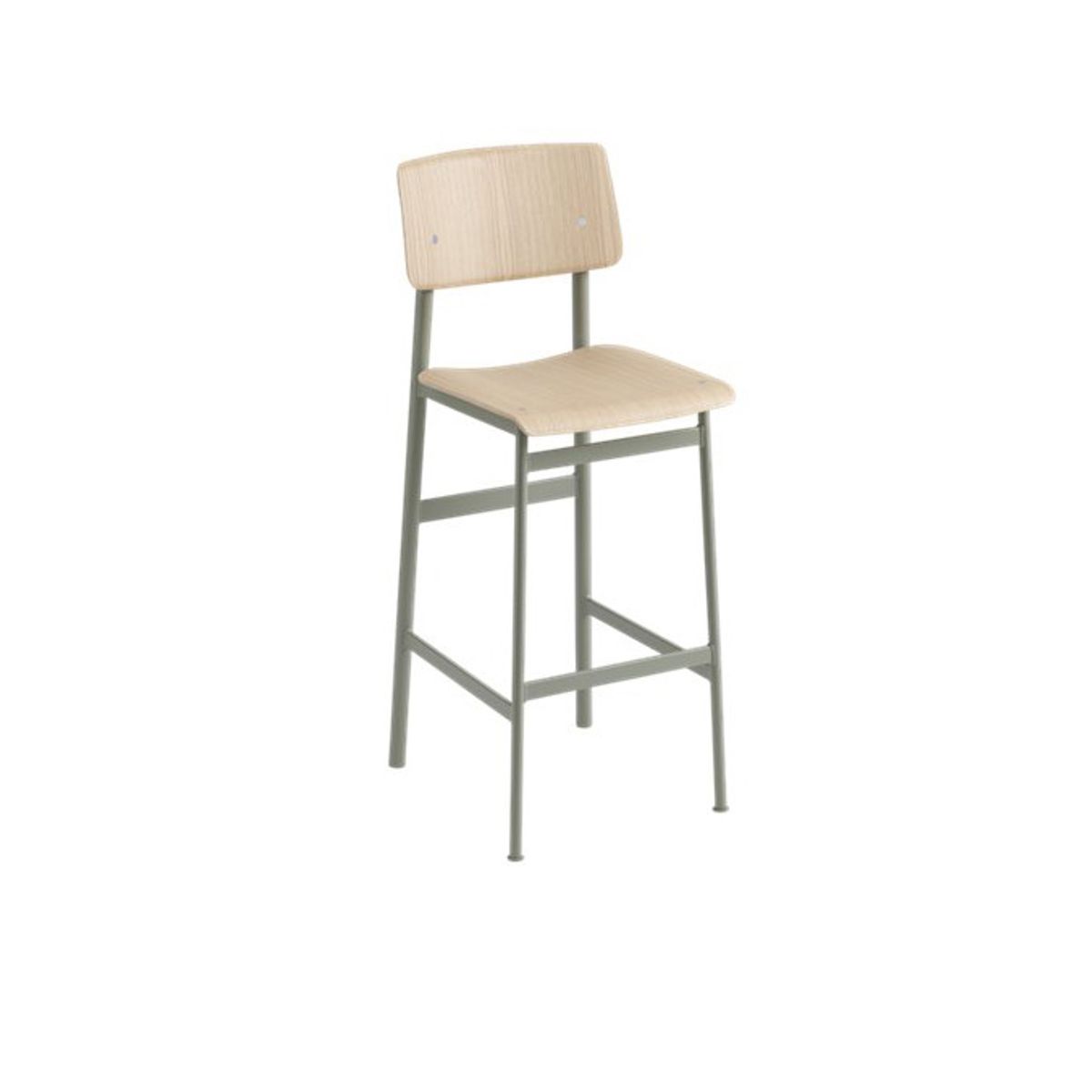 Loft bar stool fra Muuto (Højde: 75 cm, Oak/ dusty green)