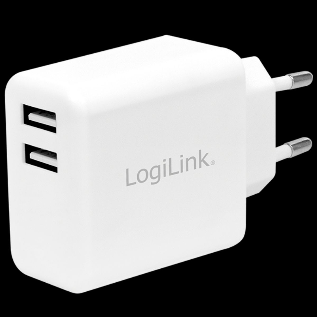 LogiLink USB Oplader - 2 x USB-A - 2,4A/12W - Hvid