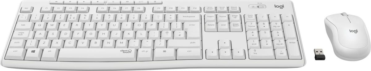 Logitech - Mk295 Silent - Trådløs Mus Og Tastatur - Hvid