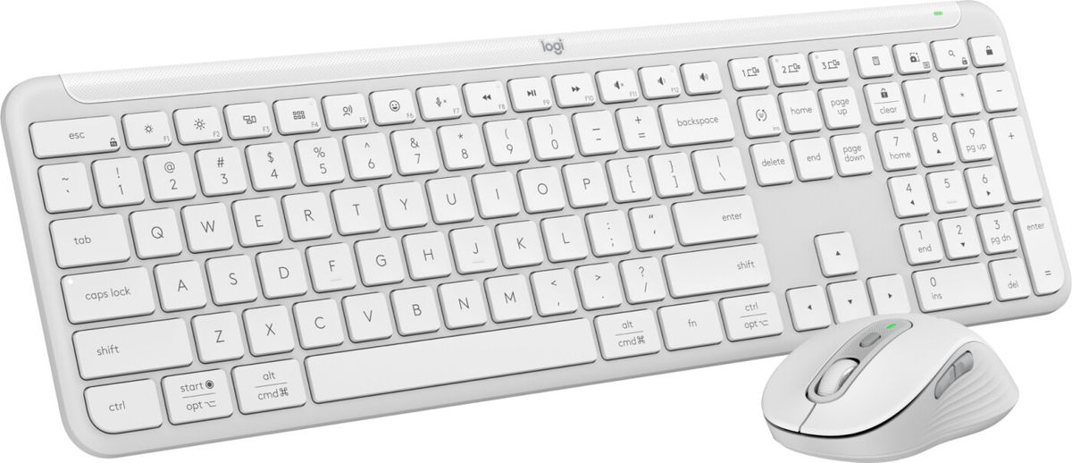 Logitech - Signature Slim Wireless Keyboard And Mouse Combo Mk950 Off-white Nordic