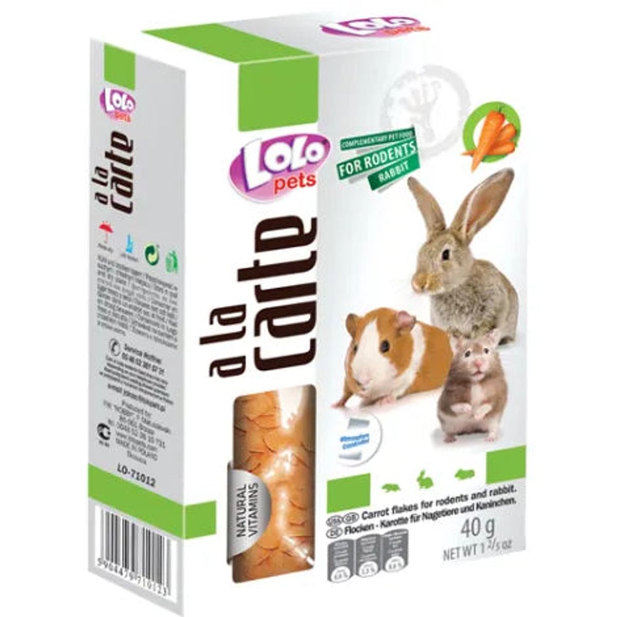 Lolo Pets - A la carte Flakes til gnaver - gulerod 40 g