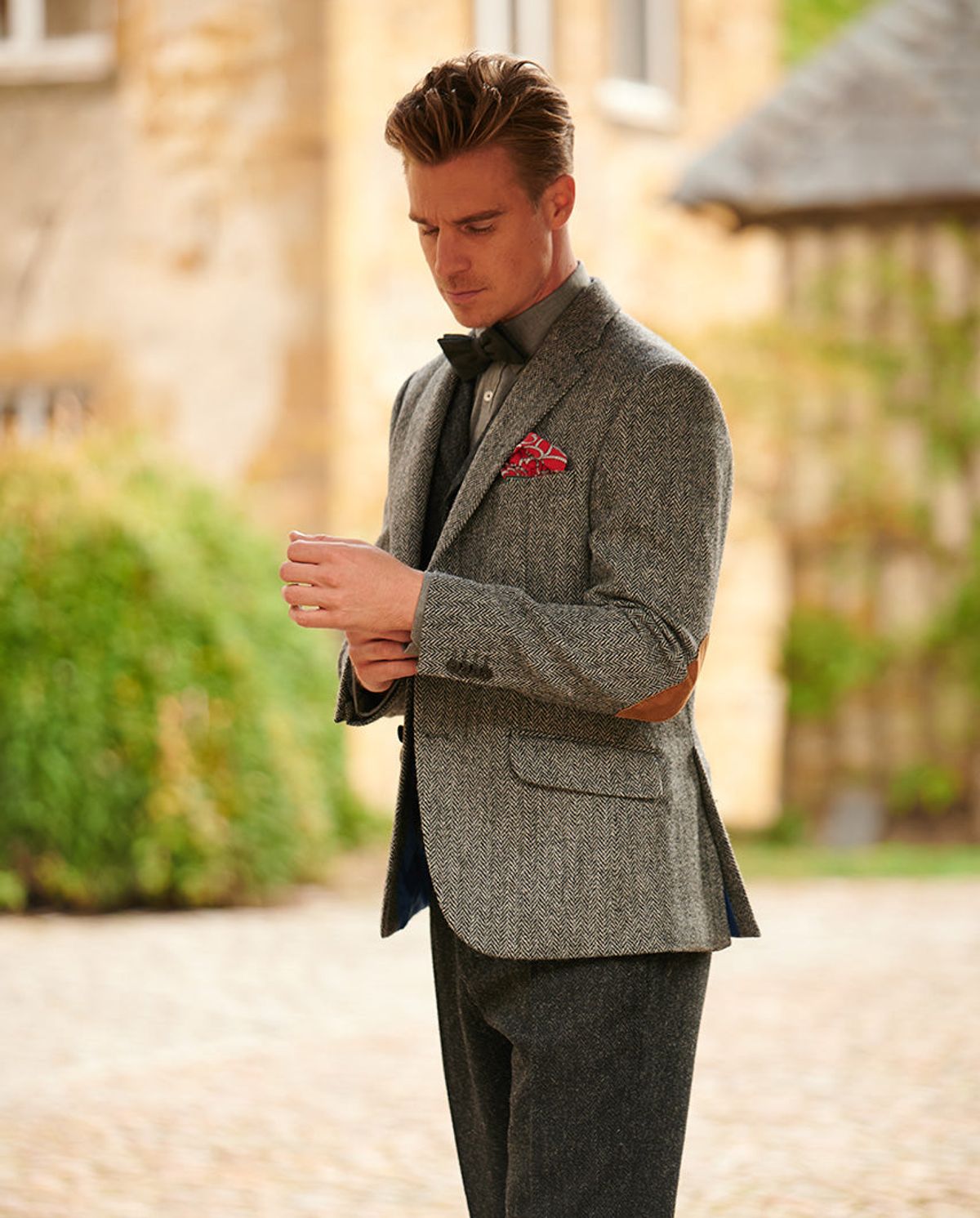 London tweed blazer, Harris Tweed, antracitgrå sildeben - 102 EU