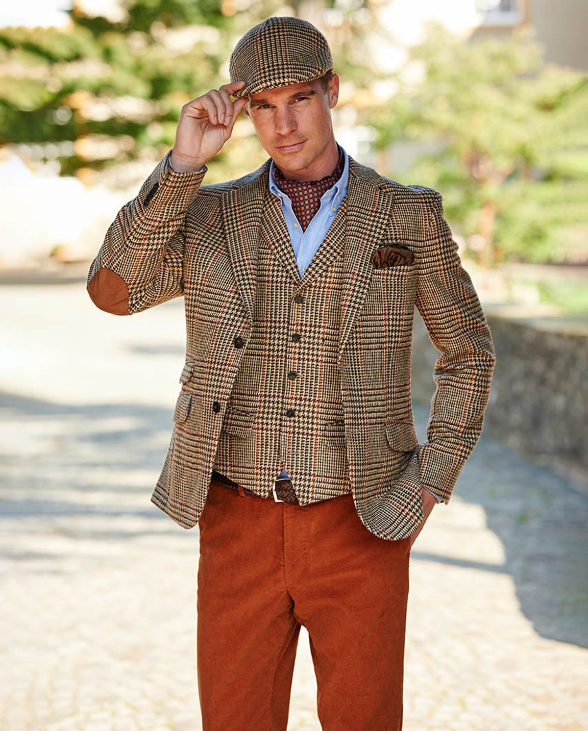 London tweed blazer, Harris Tweed, beige med prince of wales tern - 102 EU