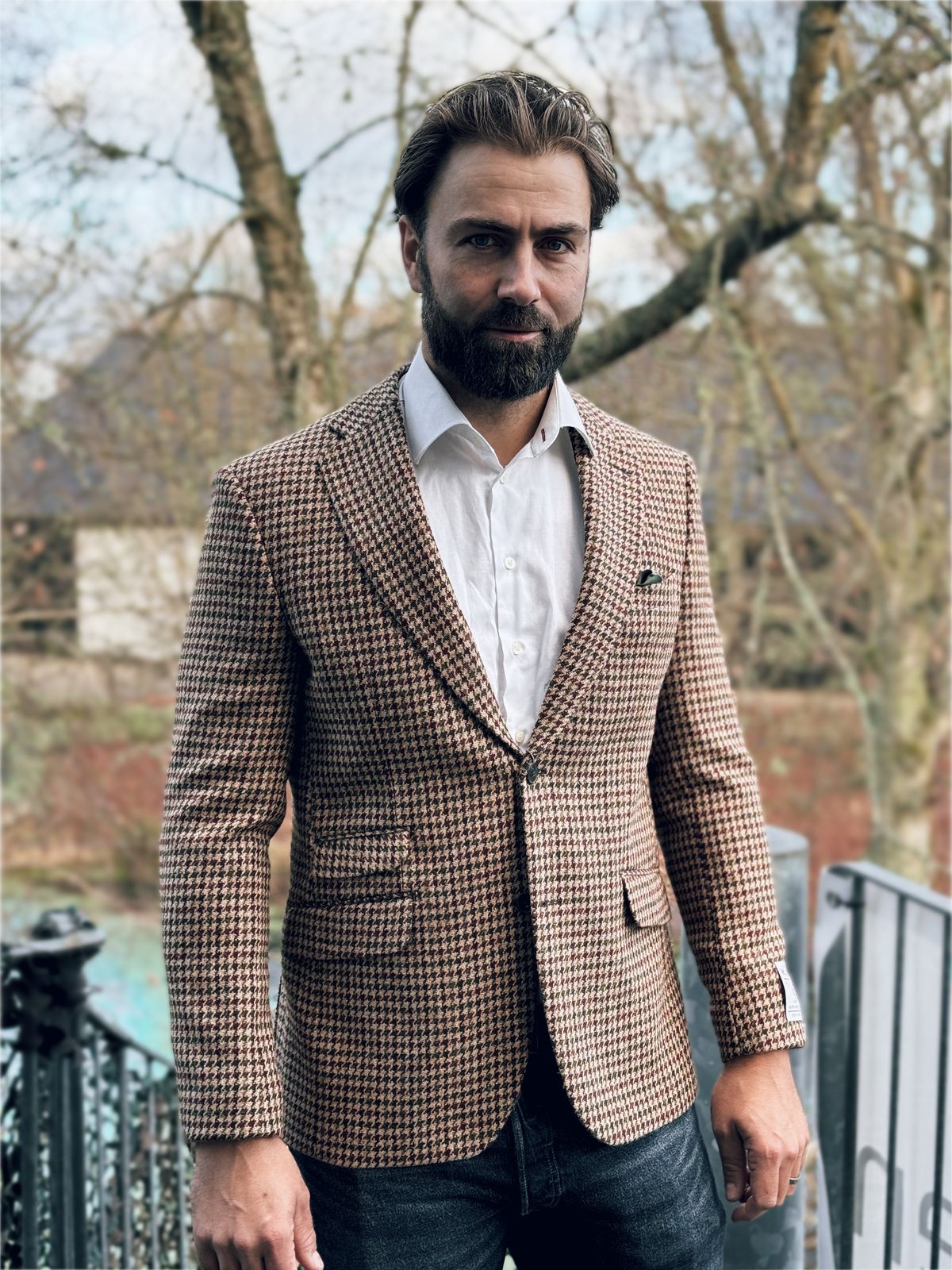 London tweed blazer, Harris Tweed, country houndstooth - 46 EU / XS