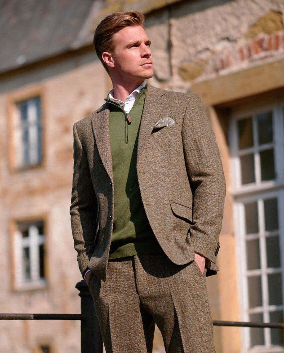 London tweed blazer, Harris Tweed, evergreen sildebensmønster - 102 EU