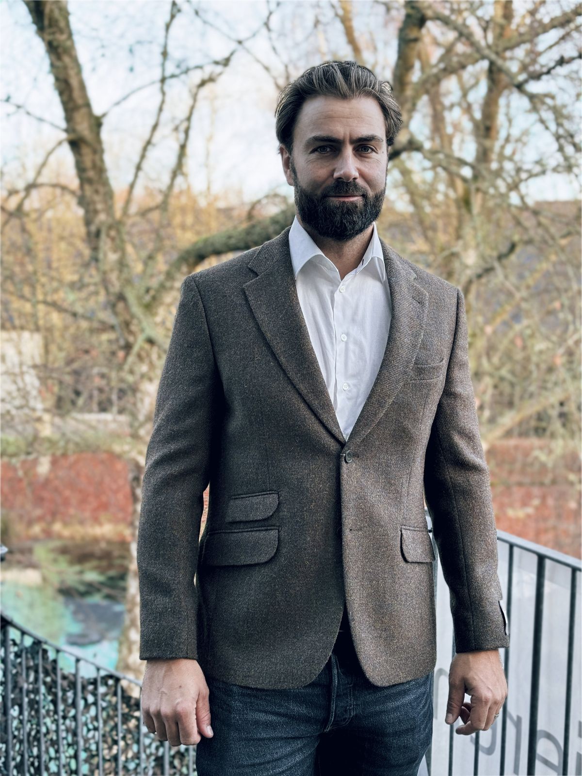 London tweed blazer, Harris Tweed, tweed shadow melange - 54 EU / XL