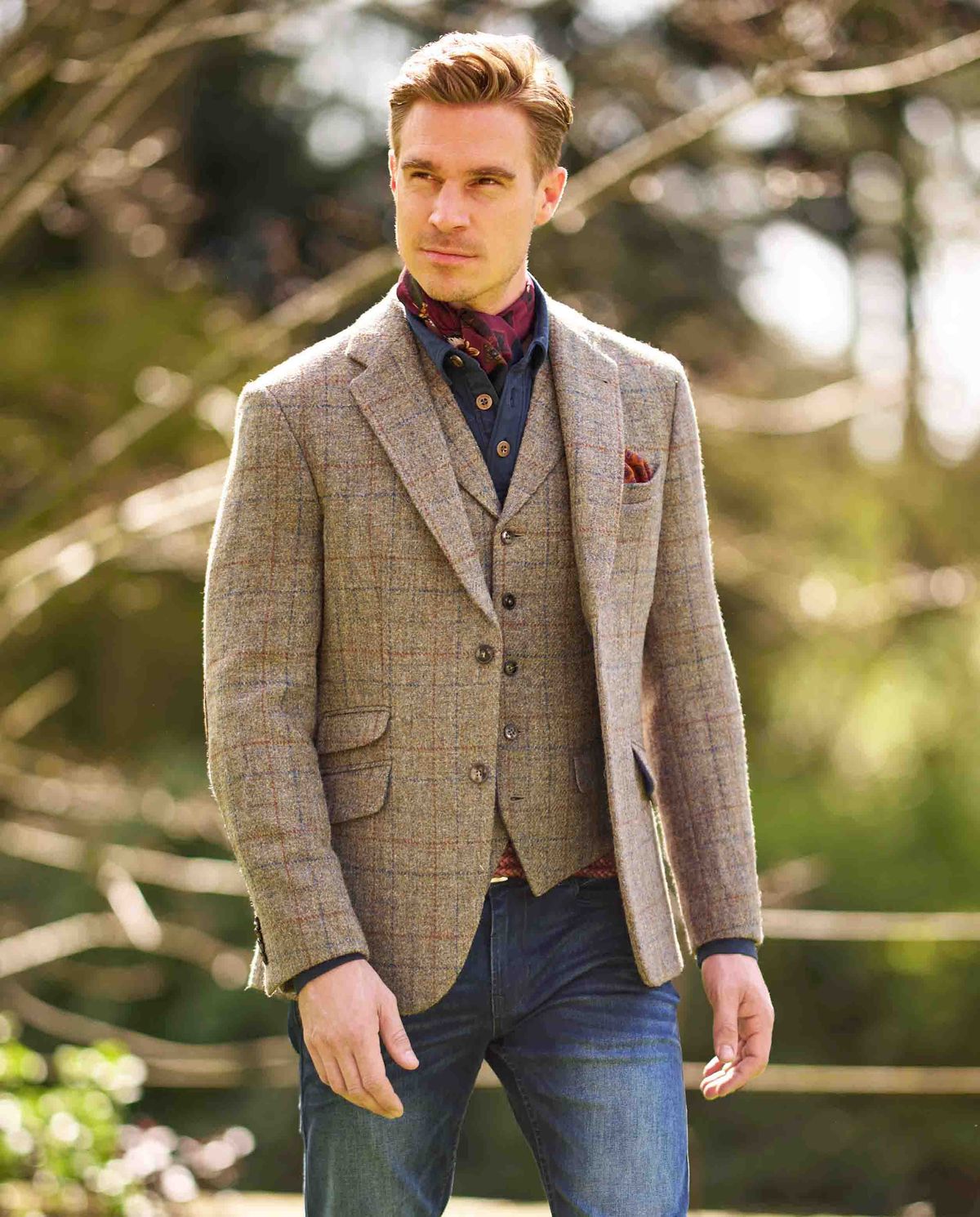 London tweed blazer, Harris Tweed, walnut check - 102 EU