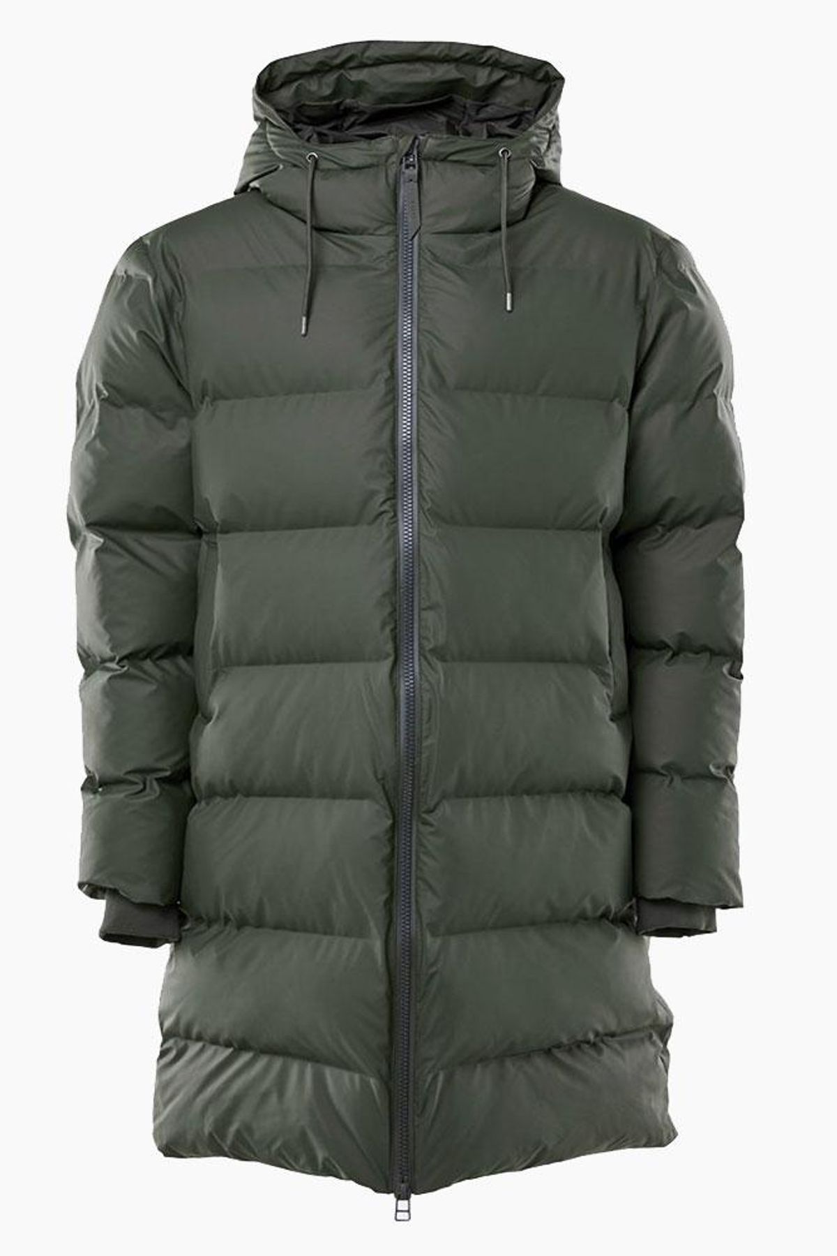 Long Puffer Jacket - Green - Rains - Grøn M