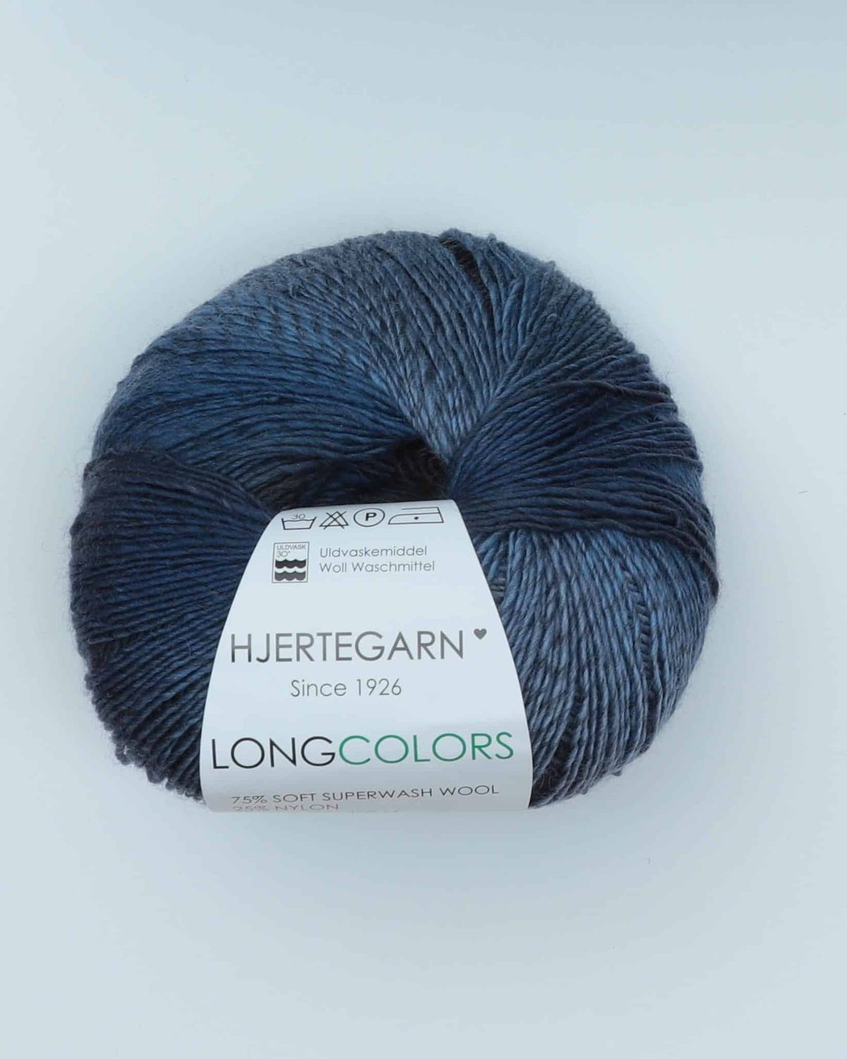 Longcolors fra Hjertegarn - fv. 02 - 25% Nylon, 75% Superwash uld