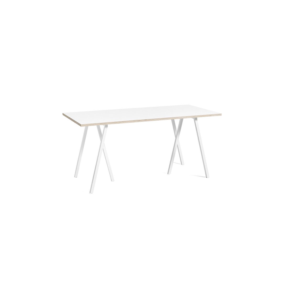 Loop Stand Table fra Hay (Hvid laminat, Pulverlakeret stål - hvid, L:160 x D:77,5 x H:74cm)