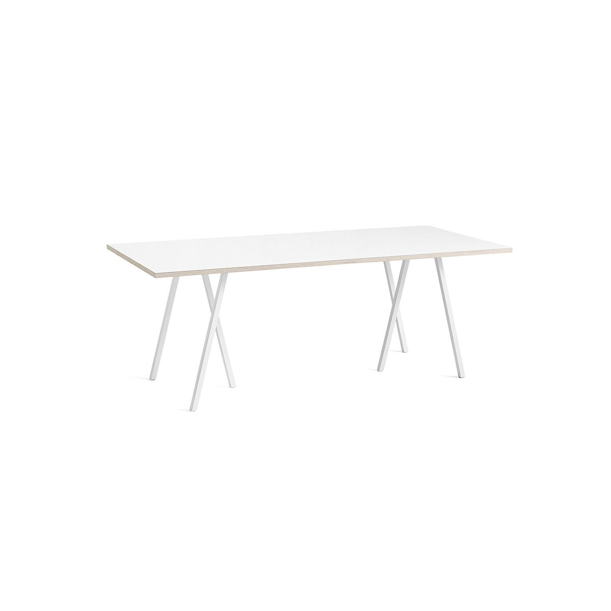 Loop Stand Table fra Hay (Hvid laminat, Pulverlakeret stål - hvid, L:200 x D:92,5 x H:74cm)