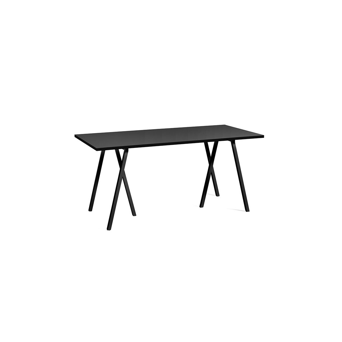 Loop Stand Table fra Hay (Sort linoleum, Pulverlakeret stål - sort, L:160 x D:77,5 x H:74cm)