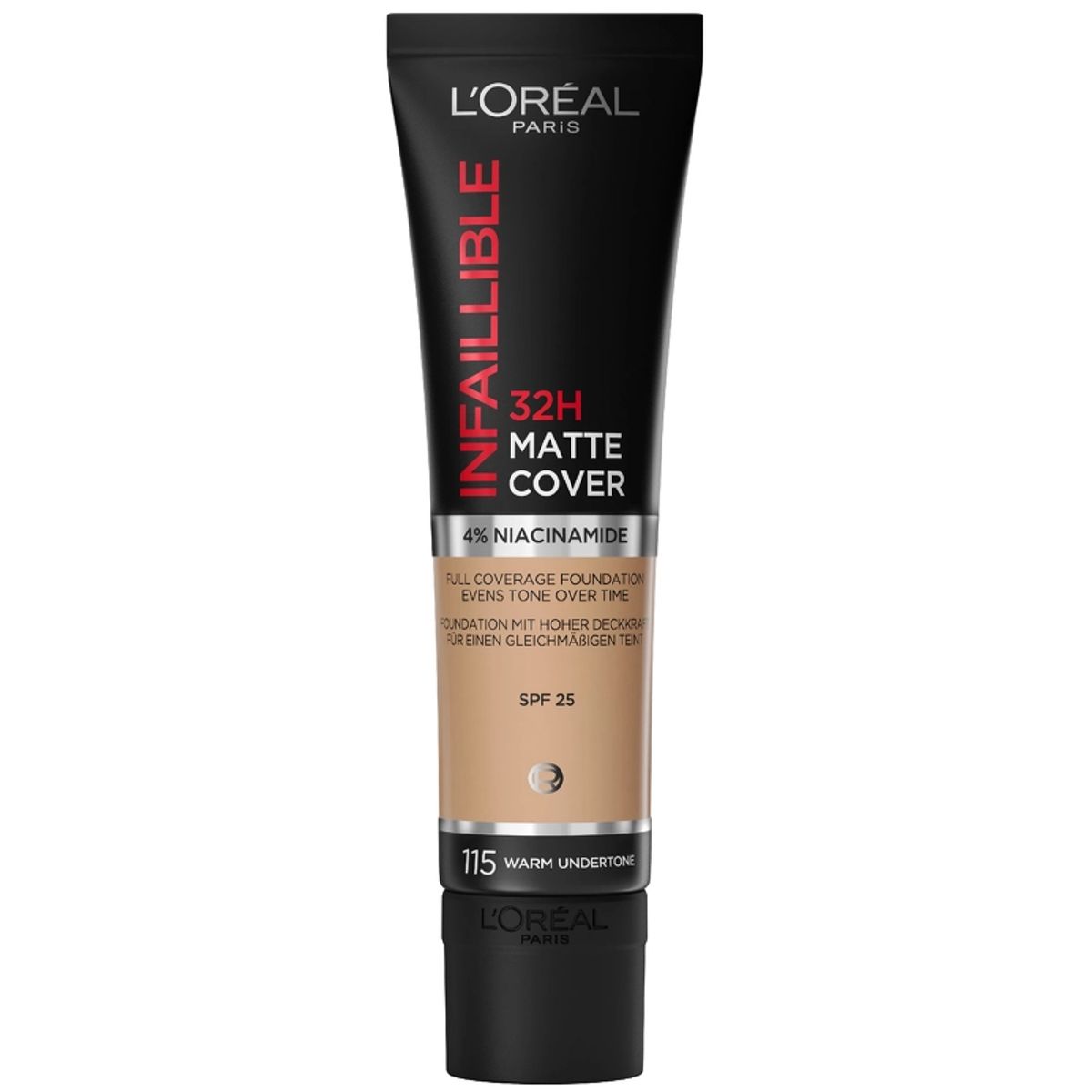 L'Oreal Paris Cosmetics Infaillible 32H Matte Cover Foundation SPF 25 - 30 ml - 115 Warm Undertone