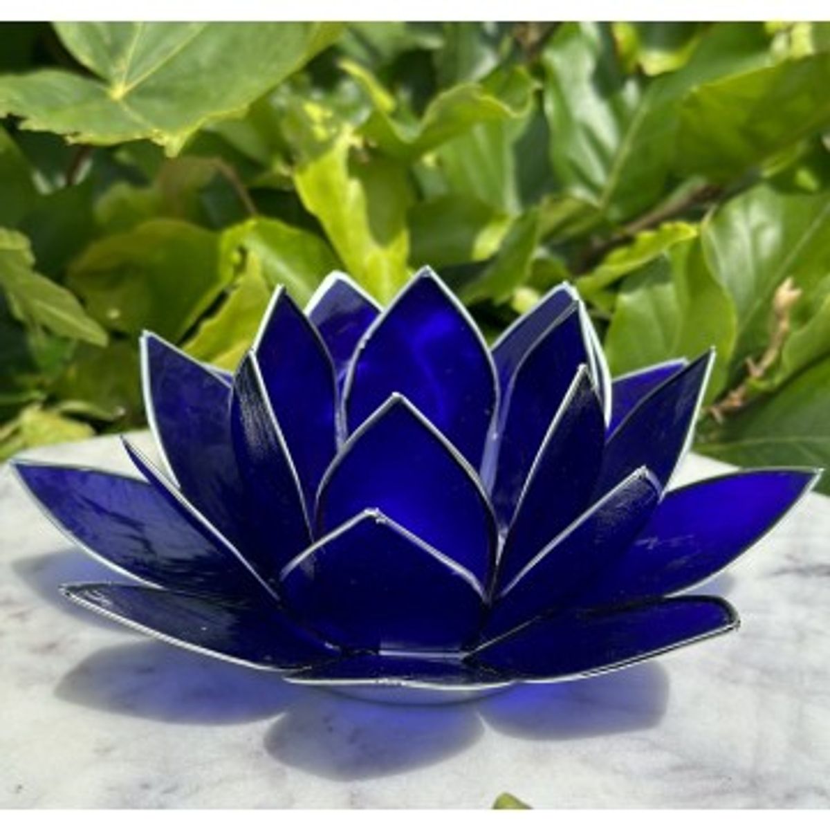 Lotus lysestage Indigo / Sølv 13,5 cm - Lotus Lysestager - GodKarmaShop