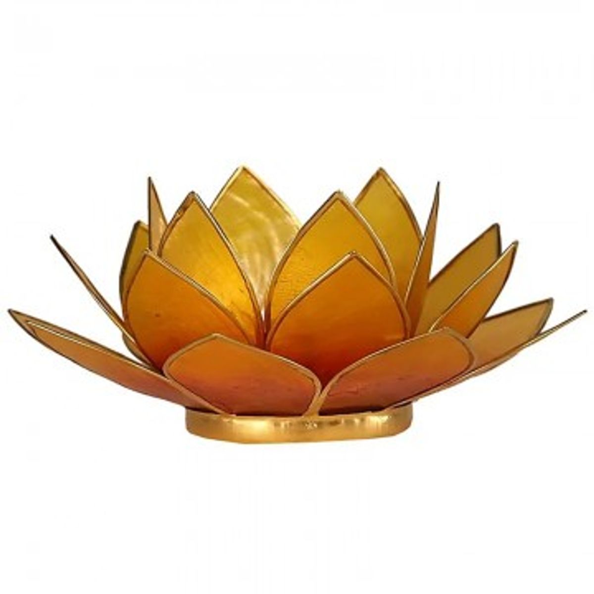 Lotus lysestage - Orange / Gul m. Guld kant - Lotus Lysestager - GodKarmaShop