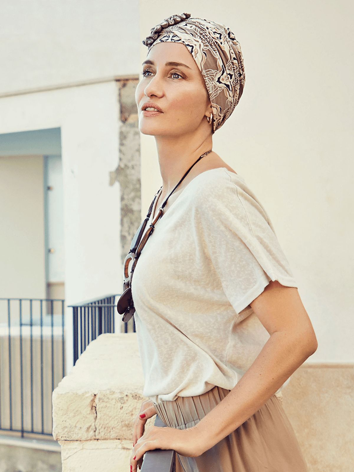 Lotus Turban | Beige Ornaments