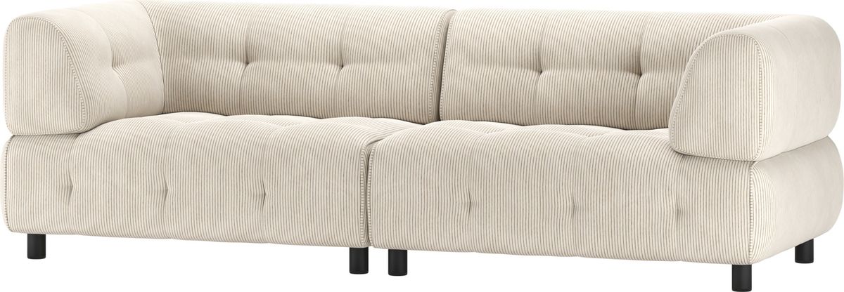 Louis, 3-personers sofa, lysegrå, fløjl, H73x90x244 cm