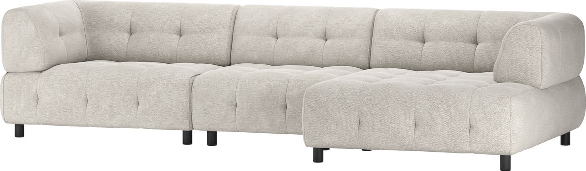 Louis, Chaiselong sofa, højrevendt, lysegrå, chenille, H73x120x334 cm