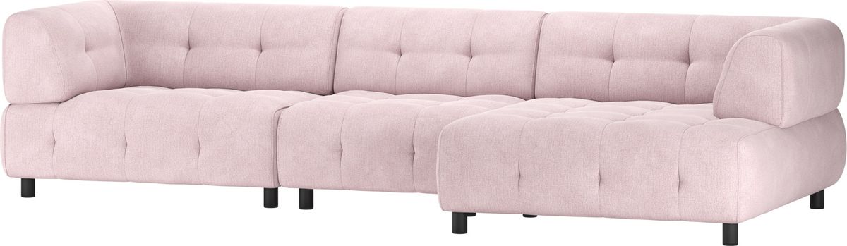 Louis, Chaiselong sofa, højrevendt, lyserød, fladvævet stof, H73x120x334 cm