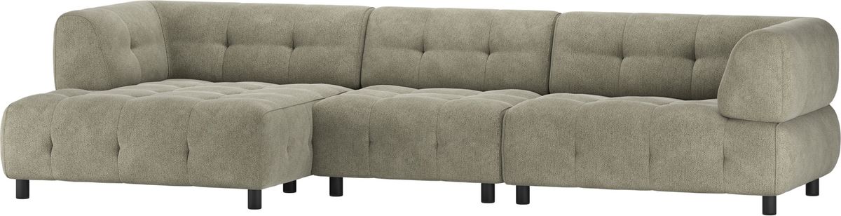 Louis, Chaiselong sofa, venstrevendt, grøn, chenille, H73x120x334 cm