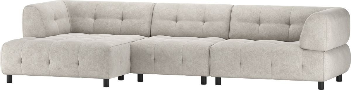 Louis, Chaiselong sofa, venstrevendt, lysegrå, chenille, H73x120x334 cm