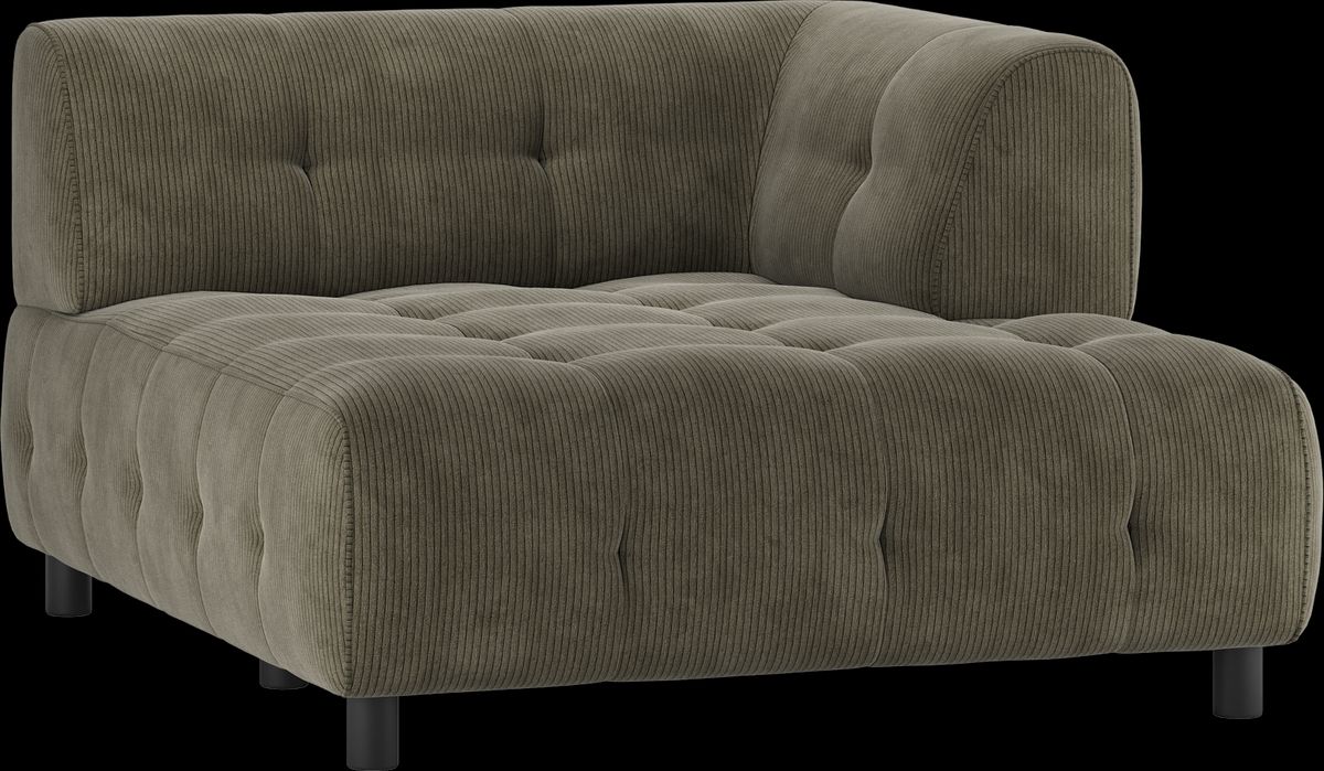 Louis Modulære sofa 1,5 chaiselong med arm højre, fløjl grøn H73x140x122 cm