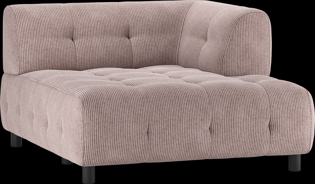 Louis Modulære sofa 1,5 chaiselong med arm højre, fløjl lyserød H73x140x122 cm