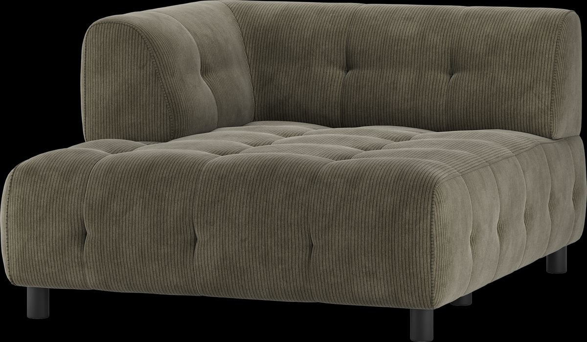 Louis Modulære sofa 1,5 chaiselong med arm venstre, fløjl grøn H73x140x122 cm