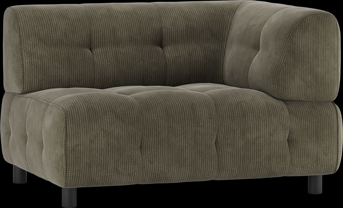 Louis Modulære sofa 1,5-sæder med arm højre, fløjl grøn H73x90x122 cm