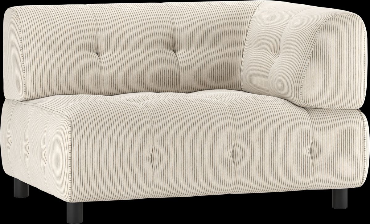 Louis Modulære sofa 1,5-sæder med arm højre, fløjl lysegrå H73x90x122 cm