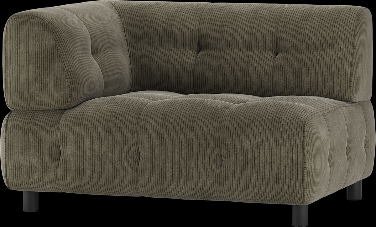 Louis Modulære sofa 1,5-sæder med arm venstre, fløjl grøn H73x90x122 cm