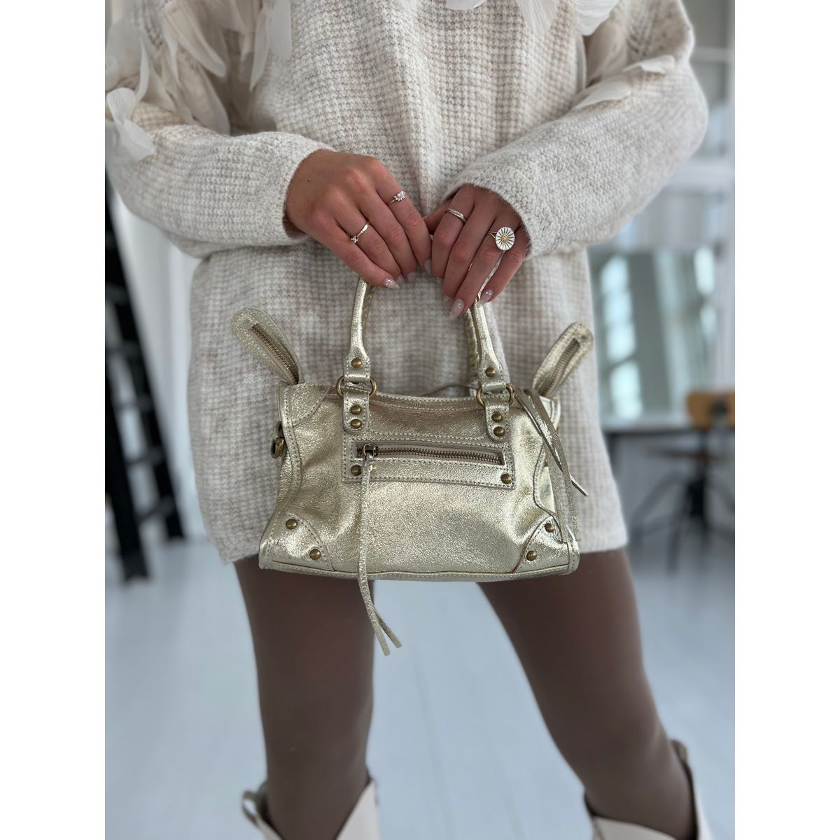 Louisa Lee gold leather handbag