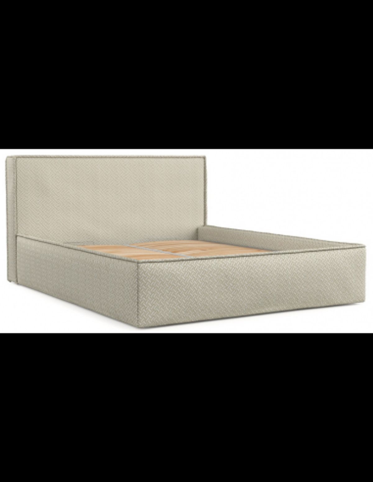 Lounge sengeramme i polyester med opbevaring og sengegavl 120 x 200 cm - Beige mønstret