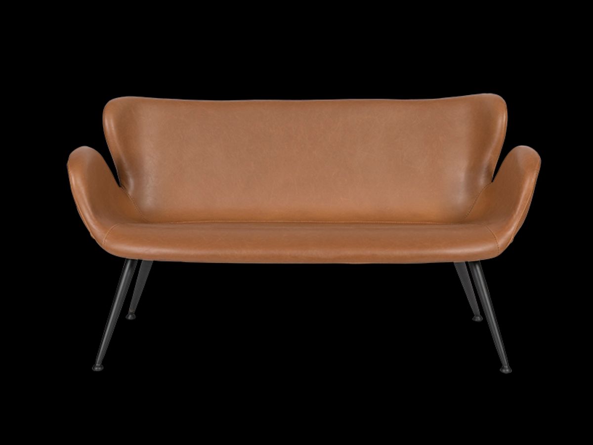 Loungesofa 2 Pers. Cognac PU Læder /Sort Stel